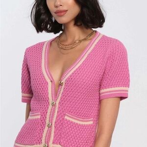 Heartloom Pink and Cream Knit Salinas Cardigan Medium